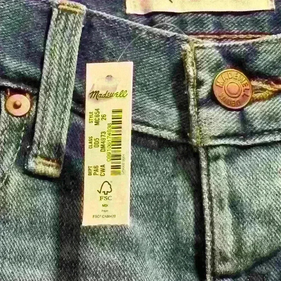 Madewell The Dadjean Short in Castlewood Wash: Distressed Edition SZ 26 - Picture 5 of 11